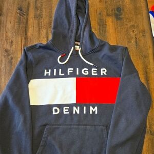 Rare Original Vintage Tommy Hilfiger Denim Hoodie Sweatshirt 90s Size Large